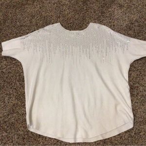 White Sweater with Bling Rhinestones by Luna sz 1X